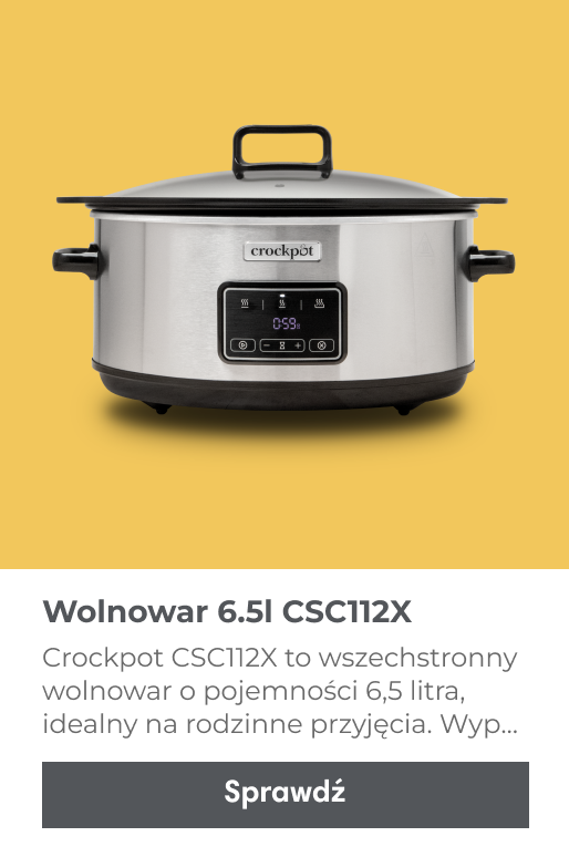 Wysokiej jakości wolnowar Crockpot CSC112X to wszechstronny wolnowar o pojemności 6,5 litra, idealny na rodzinne przyjęcia. Wyposażony w wyjmowaną misę, która nadaje się do użytku na kuchenkach indukcyjnych i gazowych.