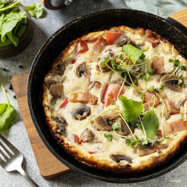 Frittata z pieczarkami i bekonem